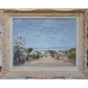 Marie Reol "the Old Cherry Tree In Poullan Sur Mer" Oil On Canvas 46x55